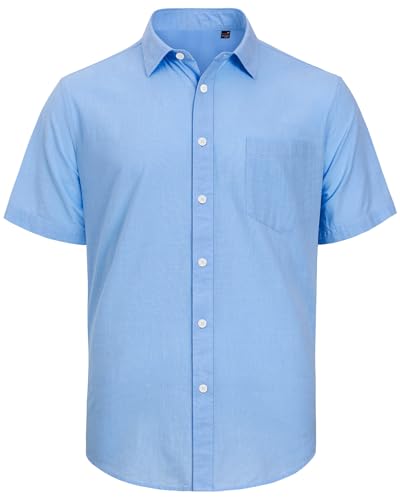 J.VER Men's Cotton Linen Short Sleeve Shirts