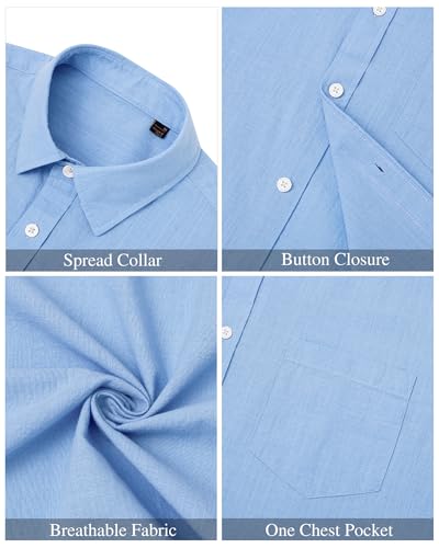 J.VER Men's Cotton Linen Short Sleeve Shirts