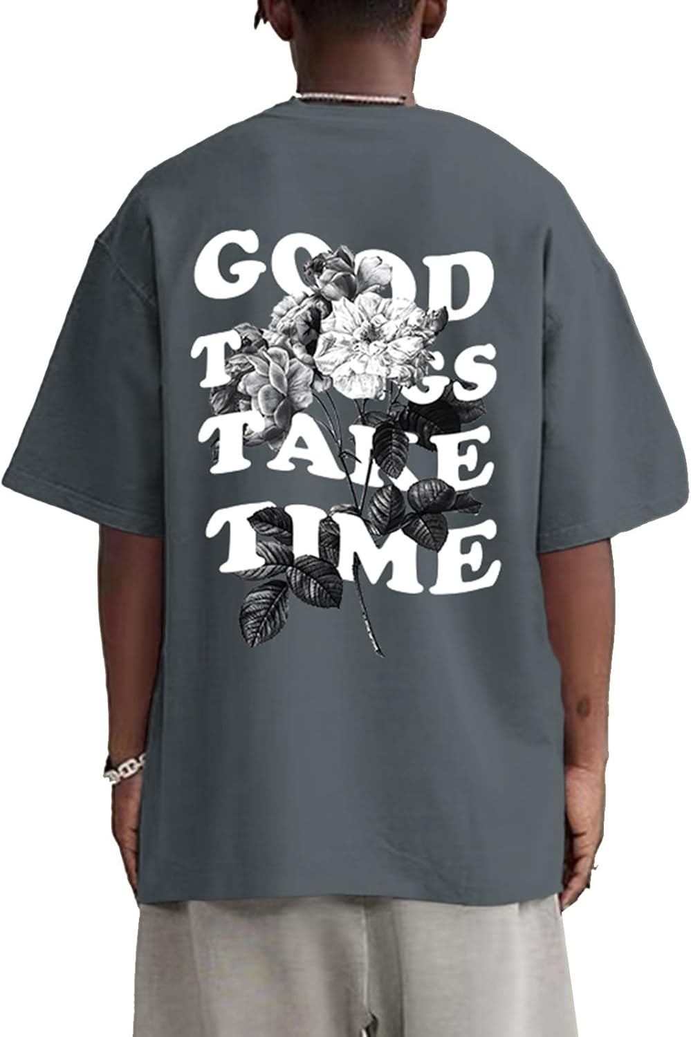 Vintage Graphic Tees for Men Oversized Floral Letter