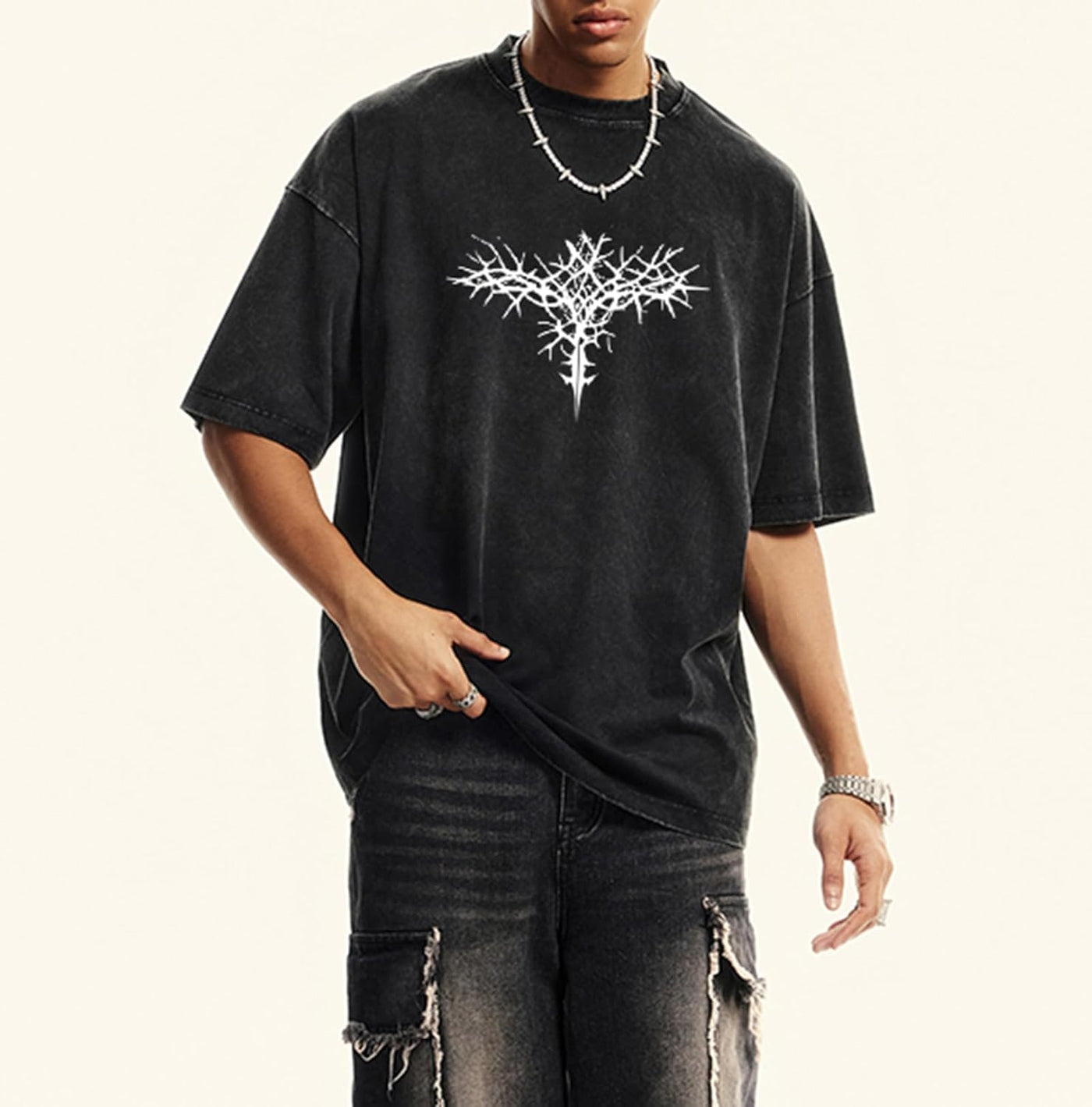 Men's Y2K Acid Wash Gothic Graphic T-Shirts