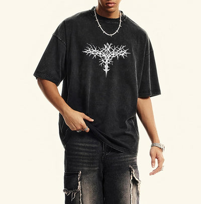 Men's Y2K Acid Wash Gothic Graphic T-Shirts