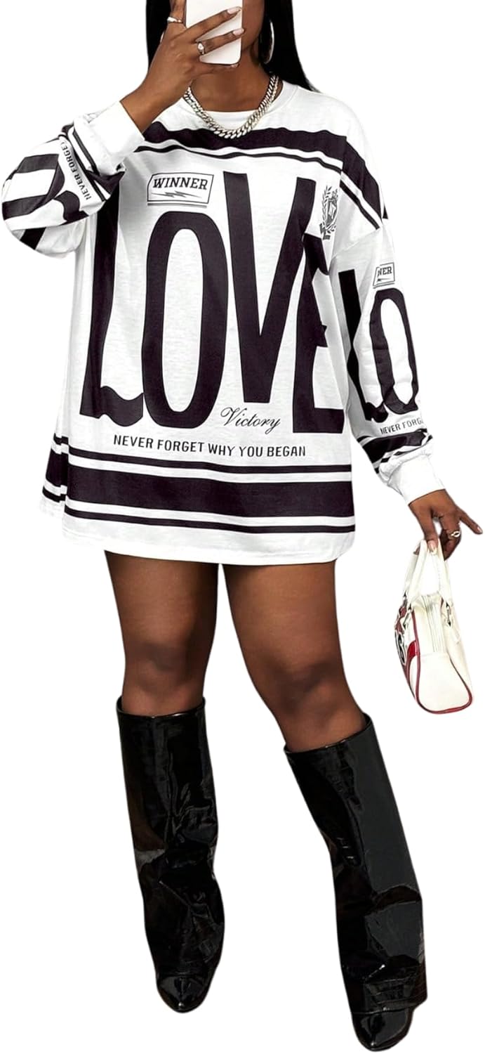 SOLY HUX Women's Retro Oversized T-Shirt