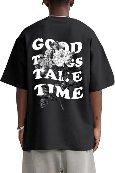 Vintage Graphic Tees for Men Oversized Floral Letter