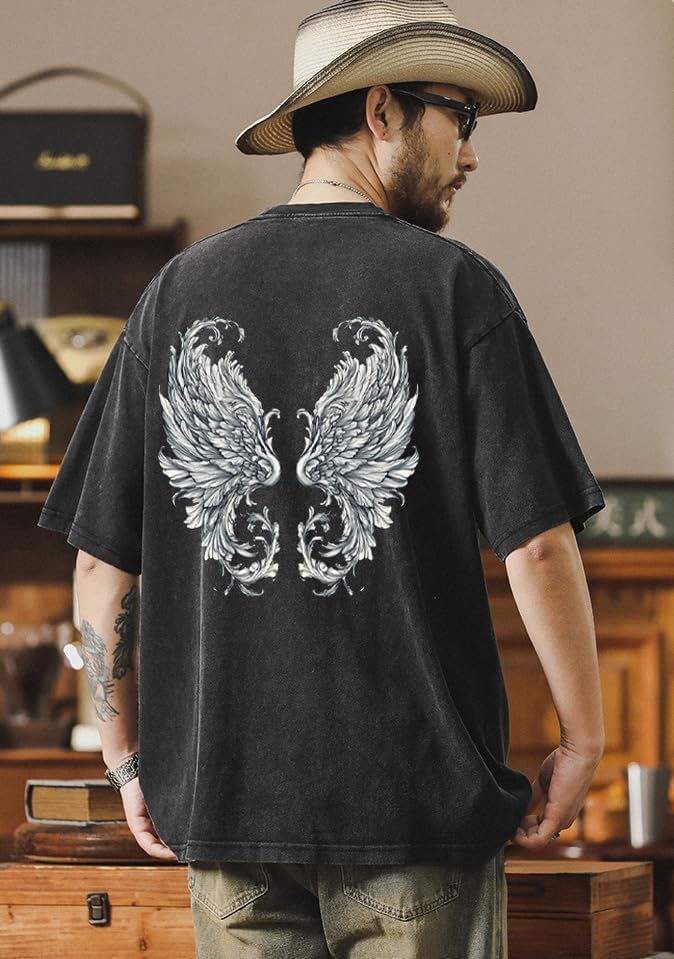 Men's Y2K Acid Wash Gothic Graphic T-Shirts