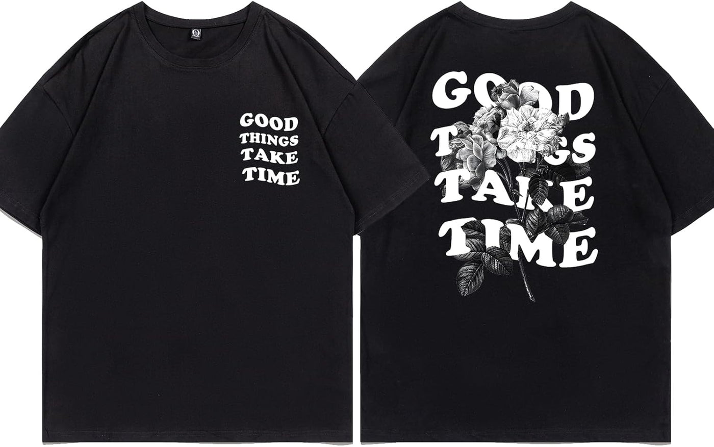 Vintage Graphic Tees for Men Oversized Floral Letter