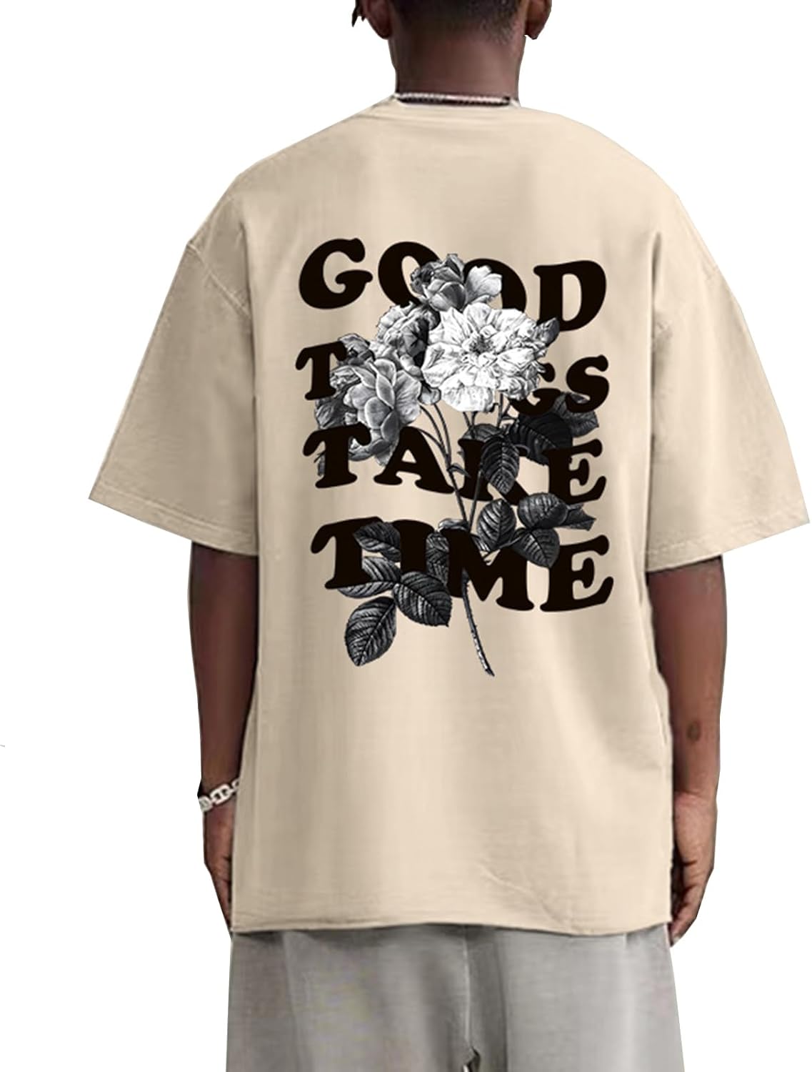 Vintage Graphic Tees for Men Oversized Floral Letter
