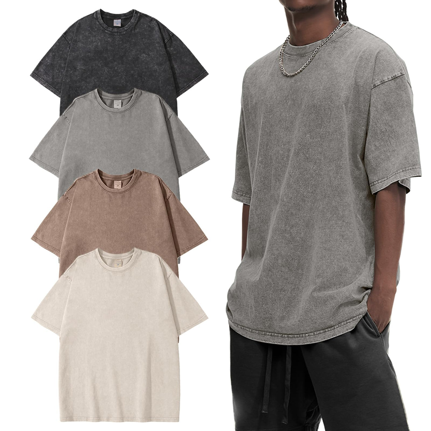 Eisctnd 4 Pack Men's Oversized T-Shirts