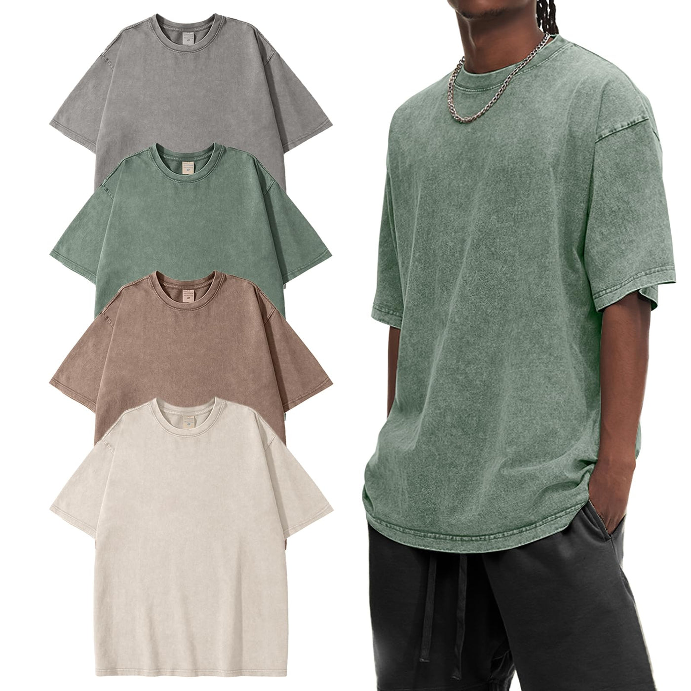 Eisctnd 4 Pack Men's Oversized T-Shirts