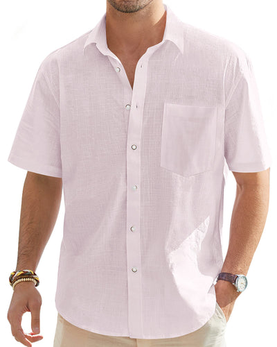 J.VER Men's Cotton Linen Short Sleeve Shirts