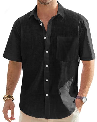 J.VER Men's Cotton Linen Short Sleeve Shirts
