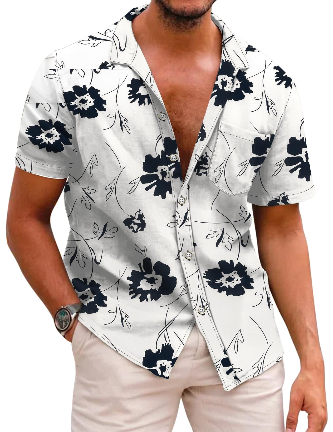 COOFANDY Mens Hawaiian Shirts Short Sleeve