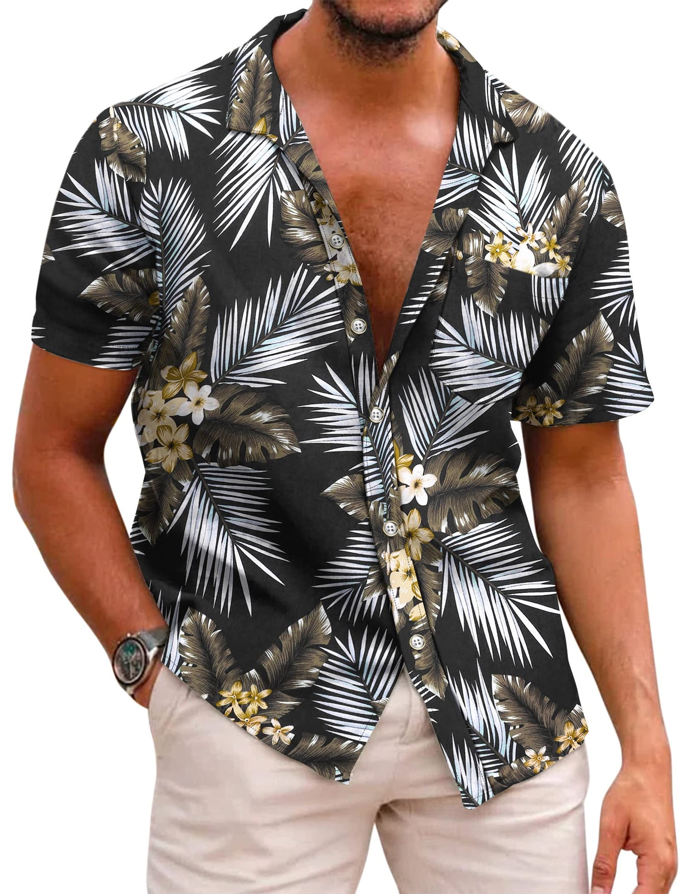 COOFANDY Mens Hawaiian Shirts Short Sleeve