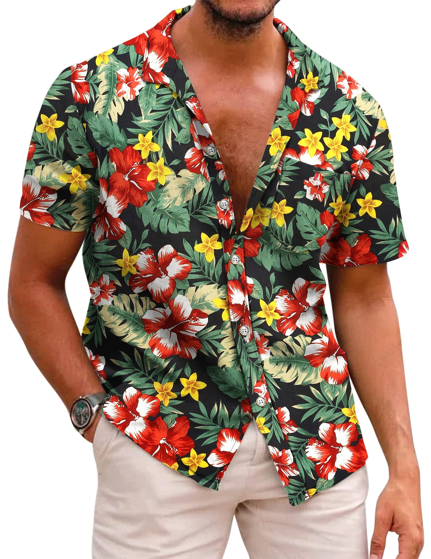 COOFANDY Mens Hawaiian Shirts Short Sleeve