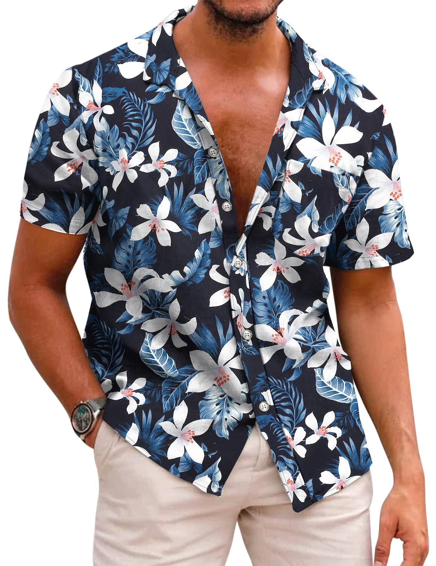 COOFANDY Mens Hawaiian Shirts Short Sleeve