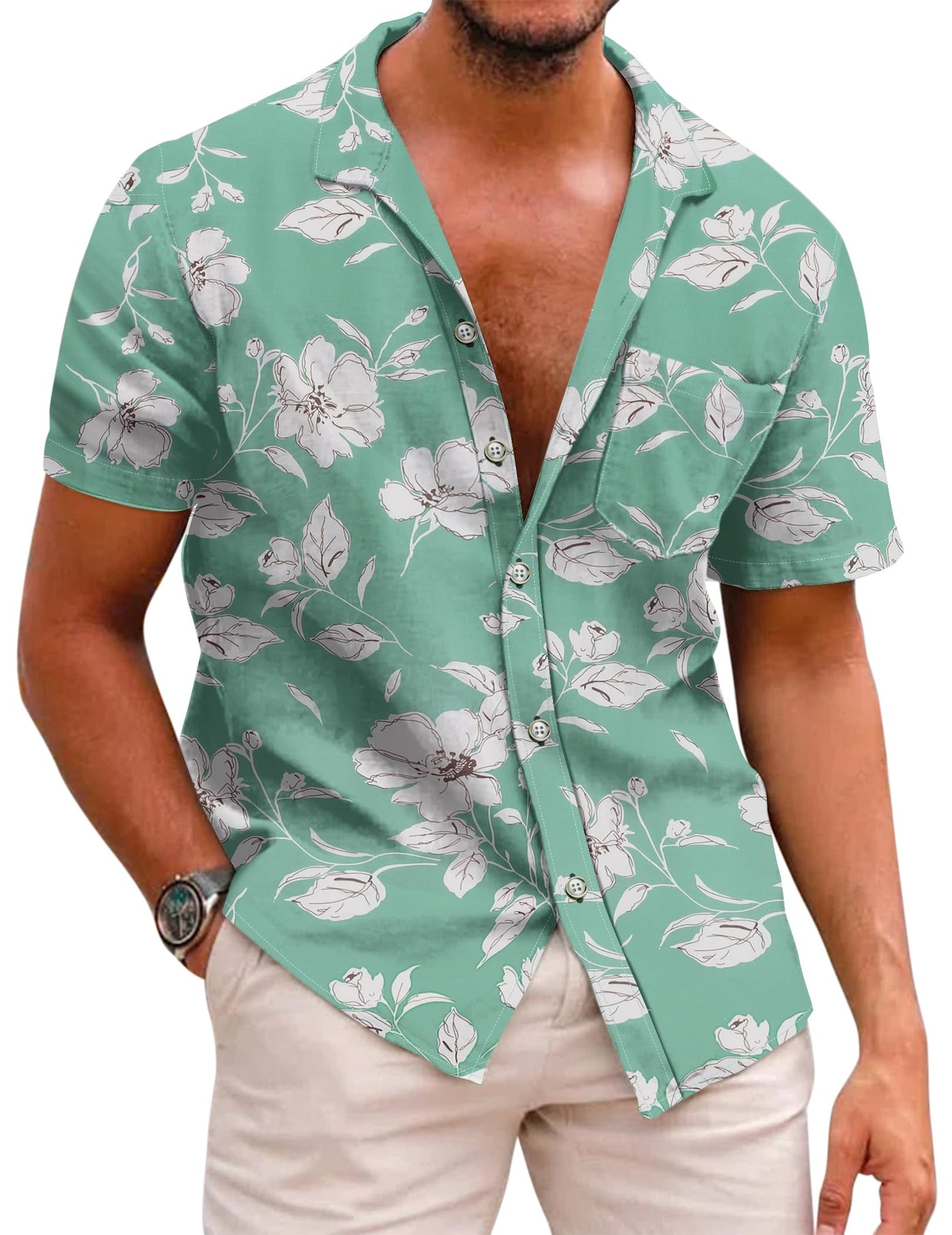 COOFANDY Mens Hawaiian Shirts Short Sleeve