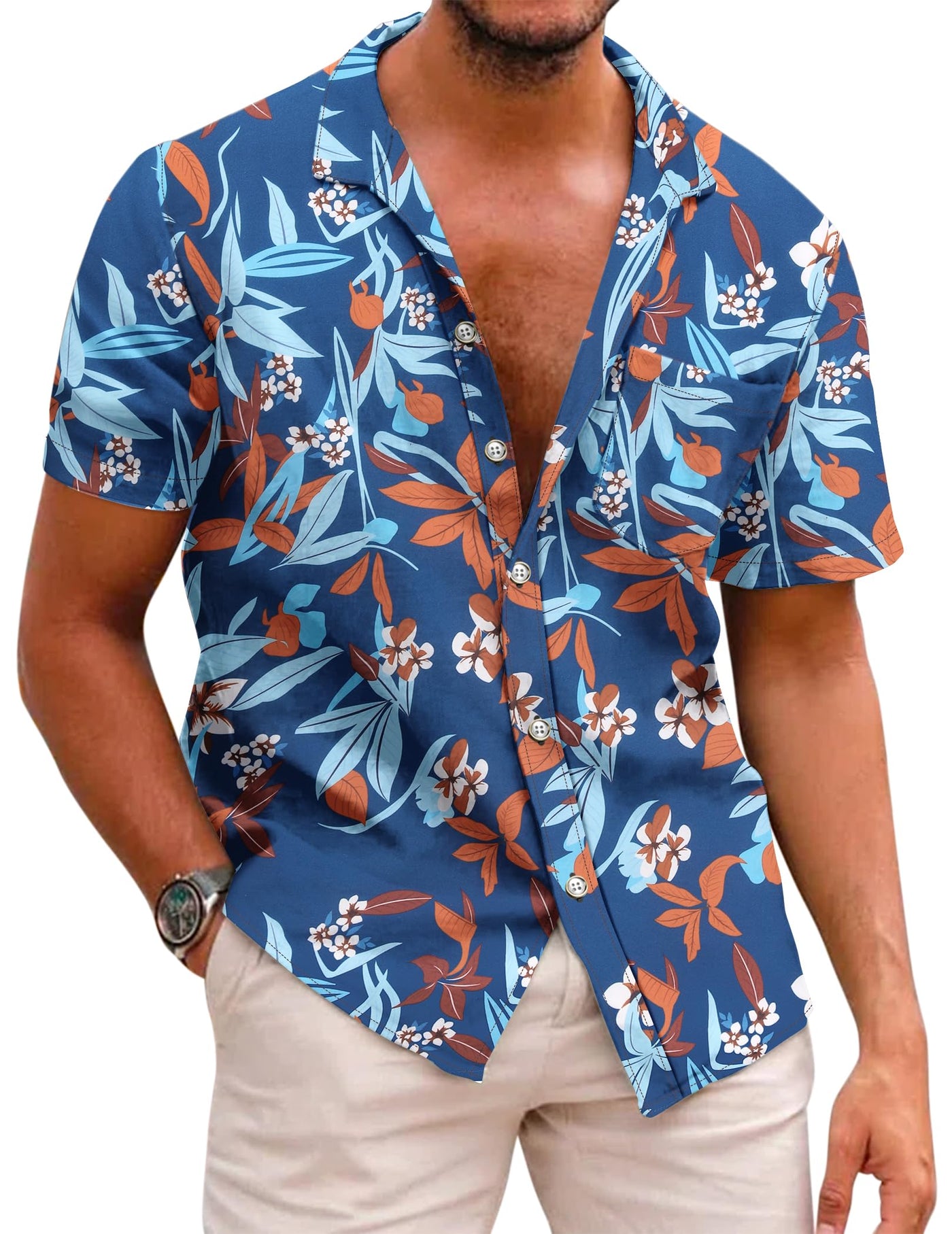 81YD33PWyOLCOOFANDY Mens Hawaiian Shirts Short Sleeve