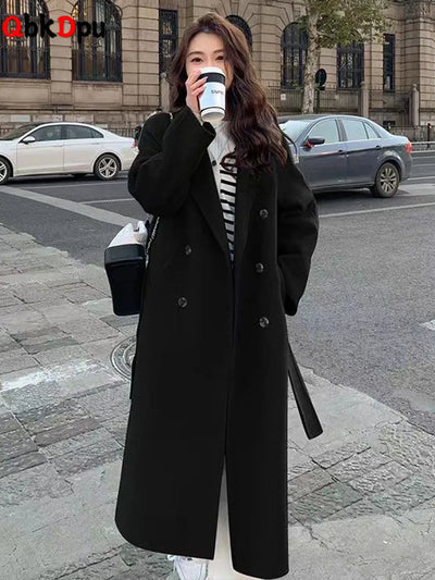baggy double breasted wool coat